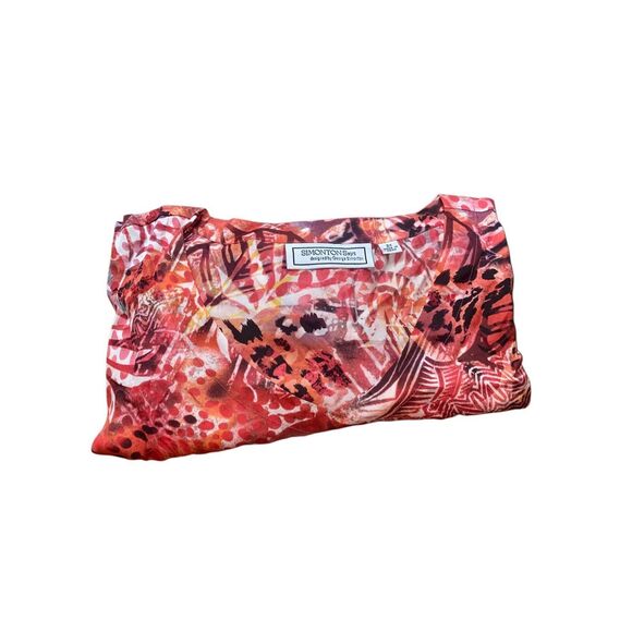 George Simonton Womens 2X Poppy Multi Tropical Safari Print V-Neck Tunic with Si - Picture 1 of 4